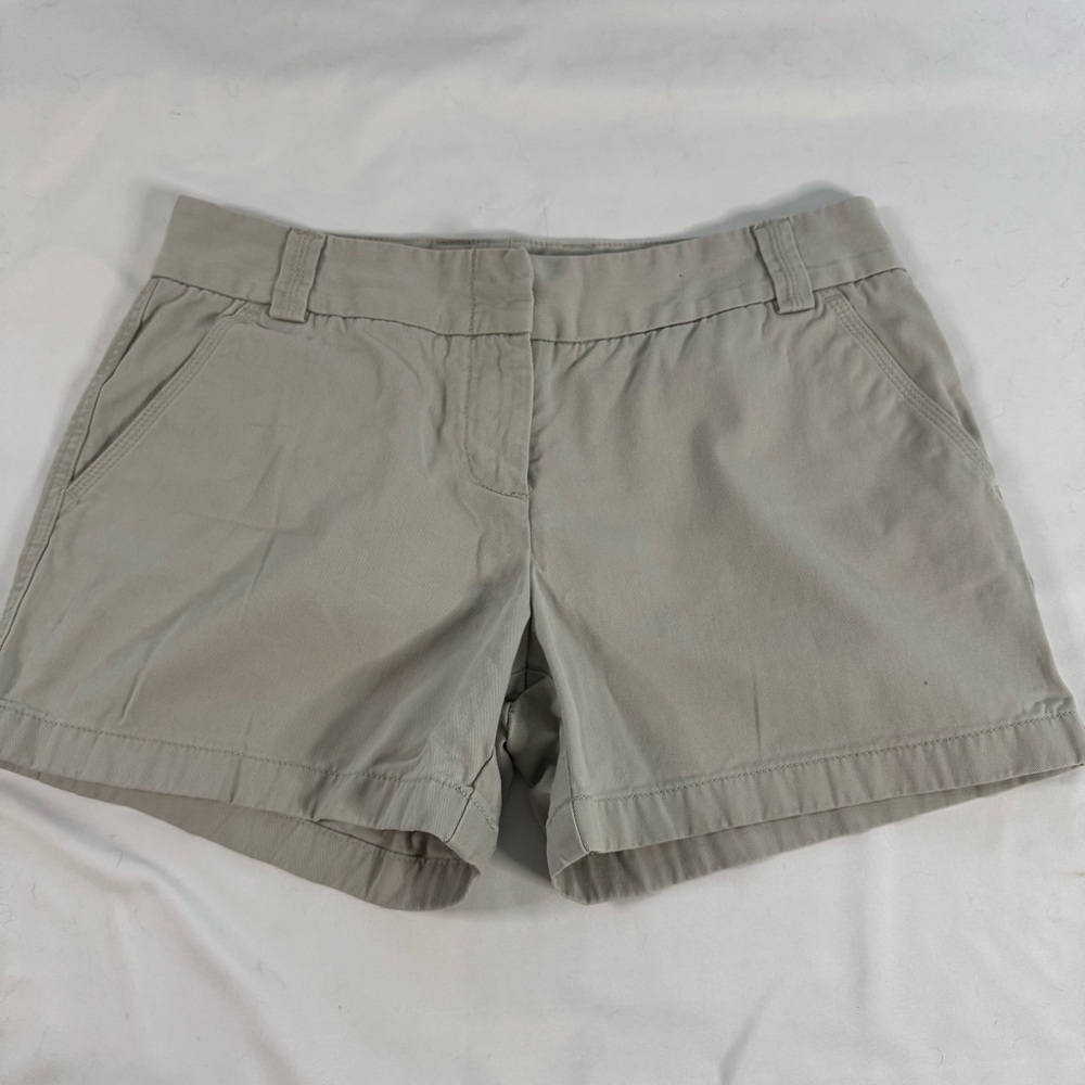 J Crew Grey 4” Grey Broken In Chino Shorts Women Size 10 City Fit Cotton Preppy